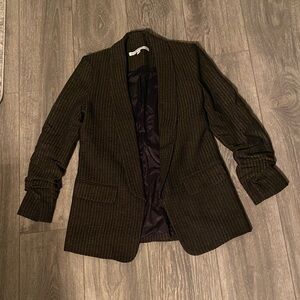 Veronica Beard - Black & Brown Pinstripe Single Breasted Wool Blazer - Size 2